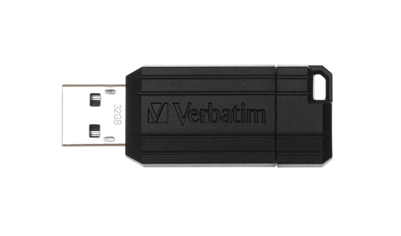 Verbatim PinStripe 32 GB – USB Typ-A 2.0, 10 MB/s Lesen, Schwarz, für Windows/Mac/Linux