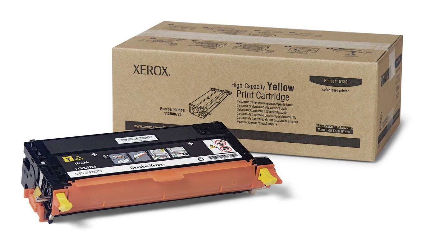 Xerox Toner 113R00725 – Gelb, 6000 Seiten – für Phaser 6180/6180MFP