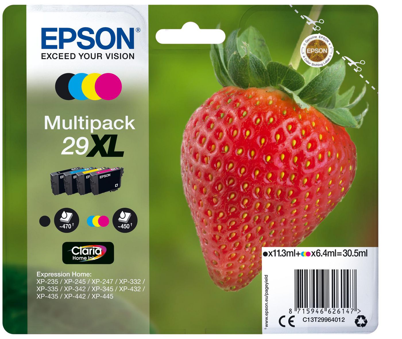 Epson Tintenpatronen-Multipack CMYK, 4er-Pack, Original – für Expression Home XP-455, XP-452, XP-445 und andere