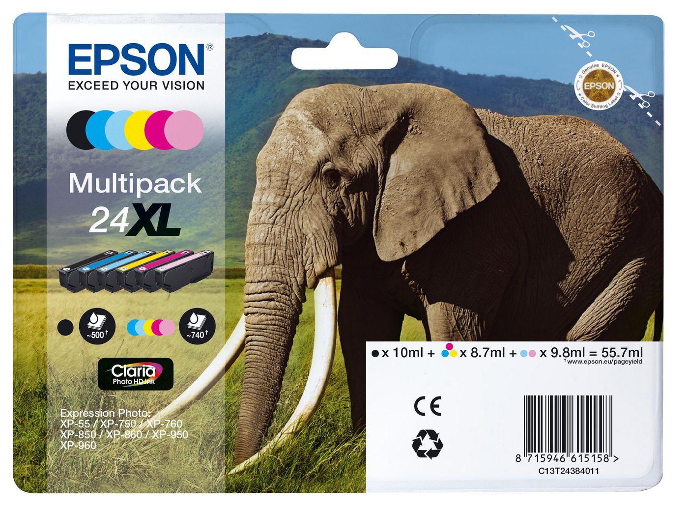 Epson T24 Multipack XL – 6 Farben, Claria Photo HD