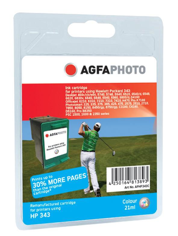 AgfaPhoto 343 Dreifarbig Tintenpatrone (Kompatibel) – für HP Deskjet, Officejet, Pro K7100 …
