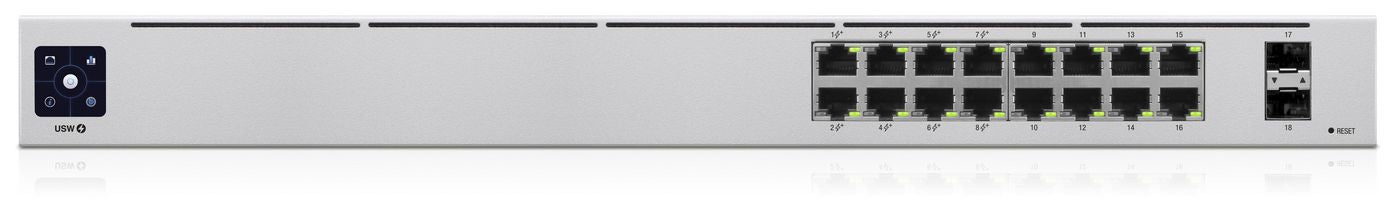 Ubiquiti UniFi – Managed Switch – 16×GbE, 2×SFP, L2/L3, PoE+ 48 W, 1U