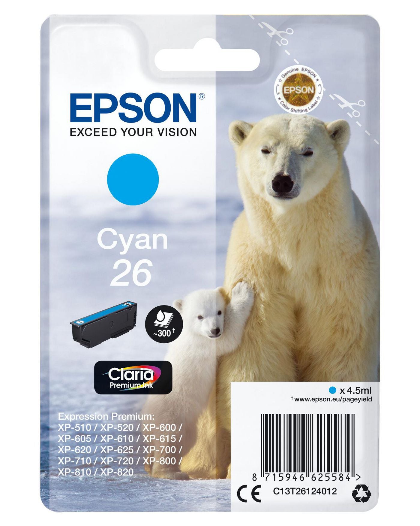 Epson Tintenpatrone 26, Cyan