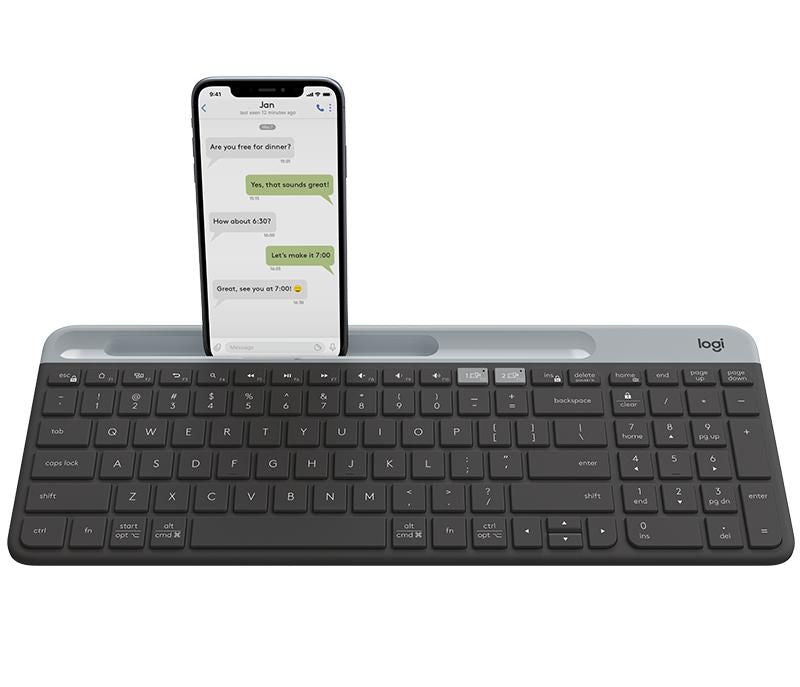 Logitech K580 – Tastatur – Bluetooth & 2,4 GHz (Unifying-Empfänger) – QWERTY (Nordisch) – Graphit