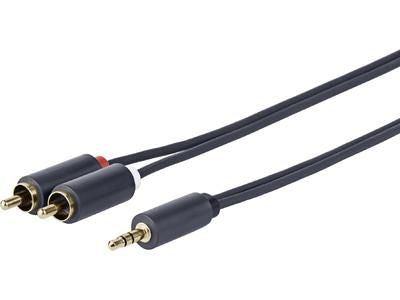 Vivolink 3,5-mm-auf-2×-Cinch-Adapterkabel – 3,5-mm-Klinkenstecker zu 2× Cinchsteckern – 5 m, vergoldete Stecker
