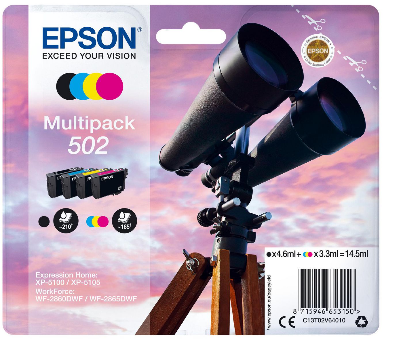 Epson Tintenpatronen-Multipack C13T02V64020, CMYK, Original – für Epson-Drucker