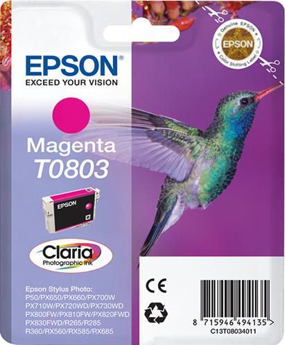 Epson Tintenpatrone T0803, Magenta – für Tintenstrahldrucker