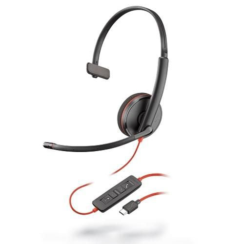 Poly Blackwire C3210 Office-Headset – On-Ear, Mono, Kabel (USB-C, 3,5 mm Klinke), Schwarz