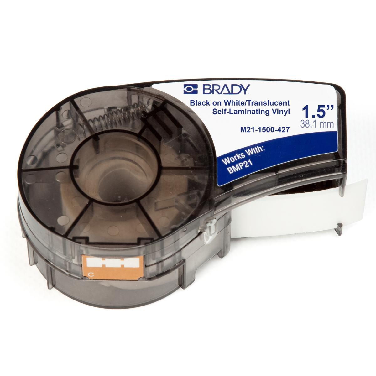Brady BMP21-LAB Vinyl-Industrieband – weiss – 38,1 mm × 4,27 m, selbstlaminierend – für Brady BMP21/M210/M211