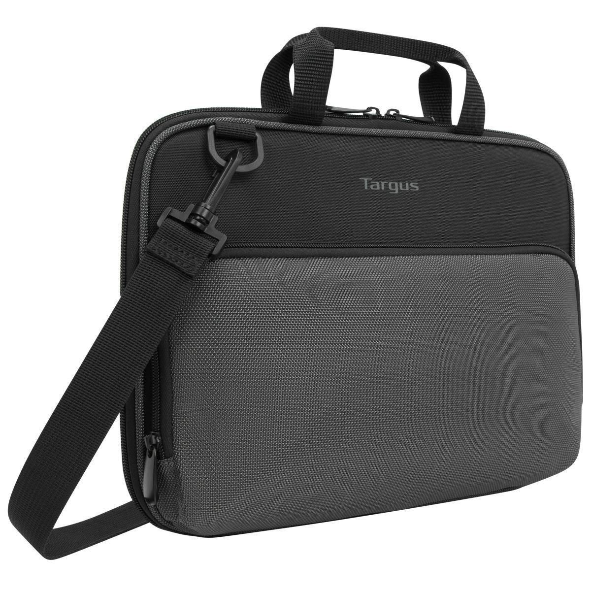 Targus Notebook-Tasche bis 11,6" – abnehmbarer Schultergurt, Fronttasche – Schwarz/Grau