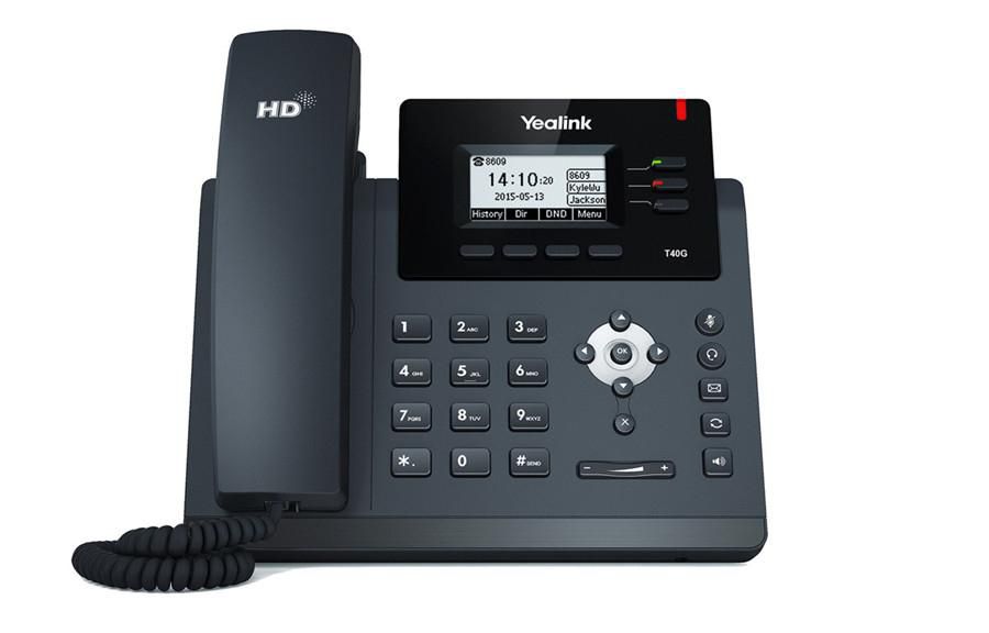 Yealink T40P – IP-Telefon, 3 SIP-Konten, 2,3", Gigabit, PoE, Schwarz