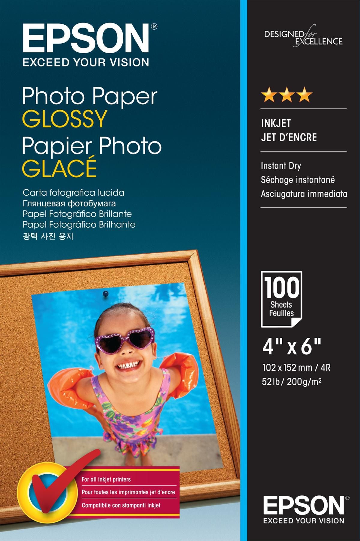Epson Fotopapier – glänzend, 100 × 150 mm, 100 Blatt