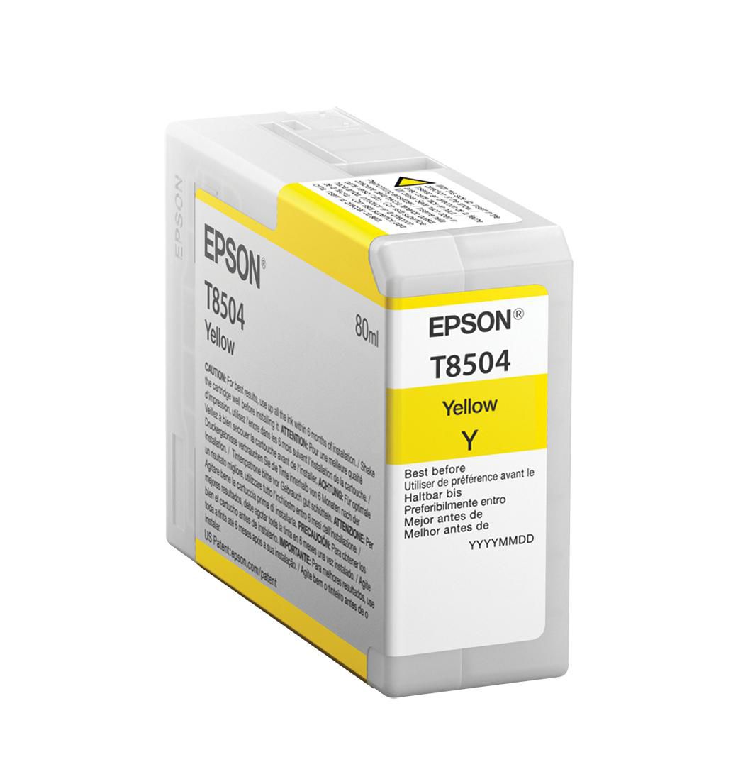 Epson Tintenpatrone T8504, Gelb, 80 ml – für Inkjetdrucker/Multifunktionsgeräte