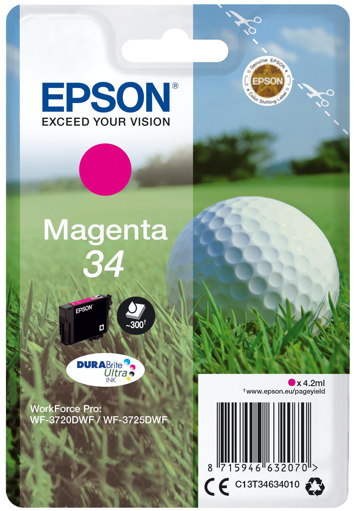 Epson Tintenpatrone 34, Magenta, 300 Seiten – für Tintenstrahldrucker/Multifunktionsgeräte
