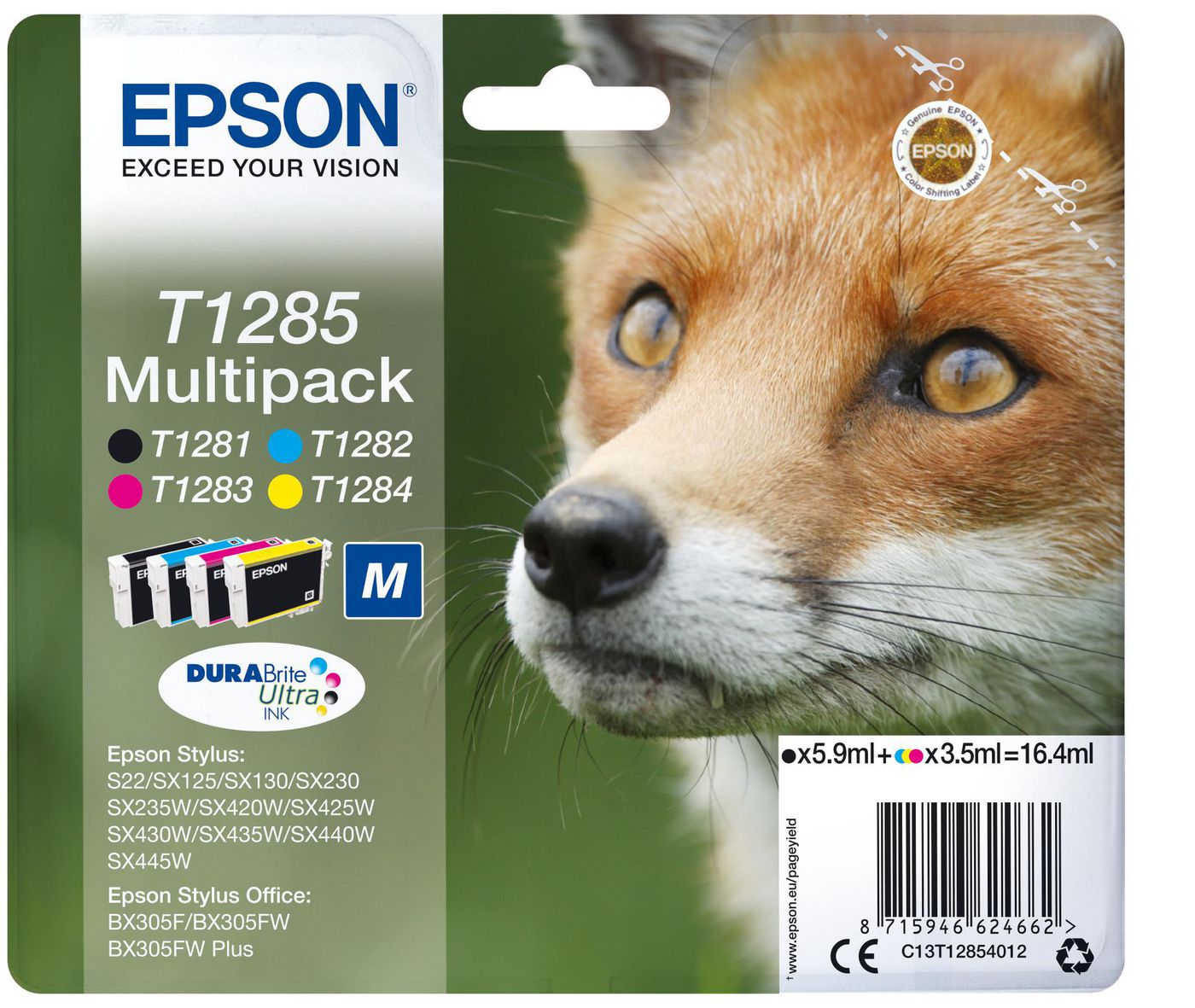 Epson Tintenpatronen-Multipack T1285, CMYK, 4er-Pack – für mehrere Modelle