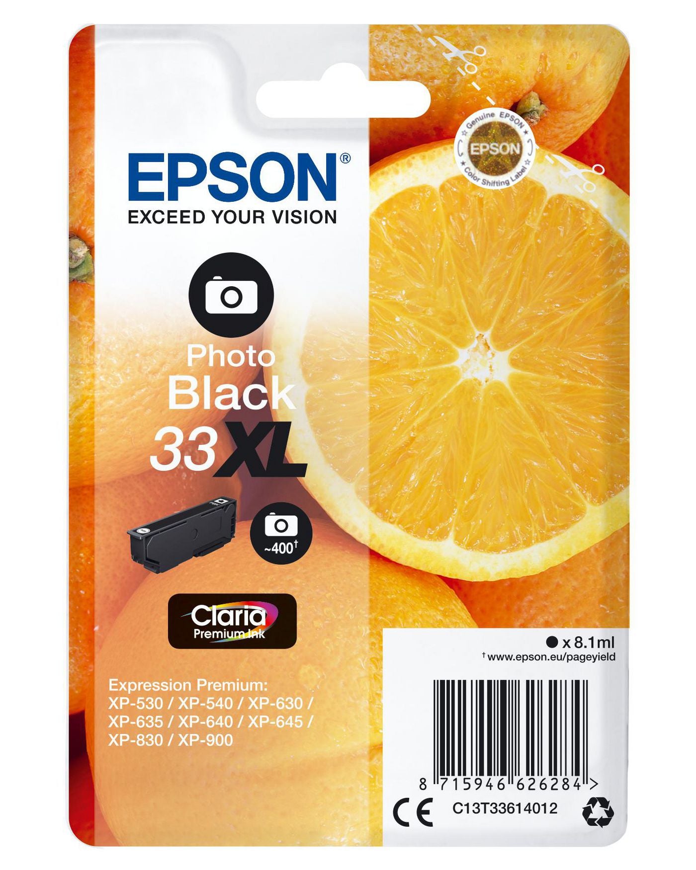 Epson Tintenpatrone 33XL, Schwarz, XL, 650 Seiten, Original – für Expression Premium XP-900, XP-830 und andere