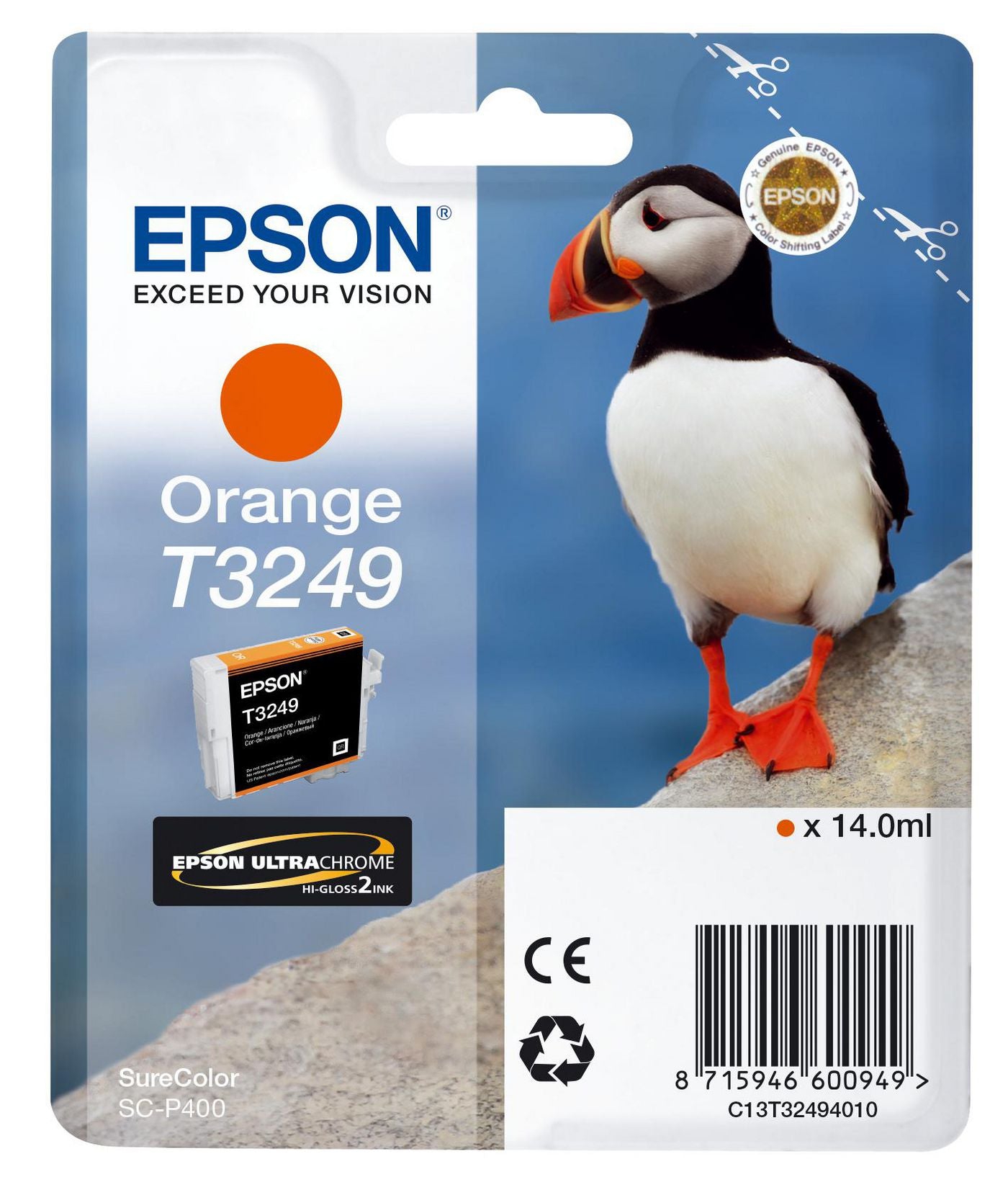 Epson Tintenpatrone T3249, Orange – für Epson-Drucker