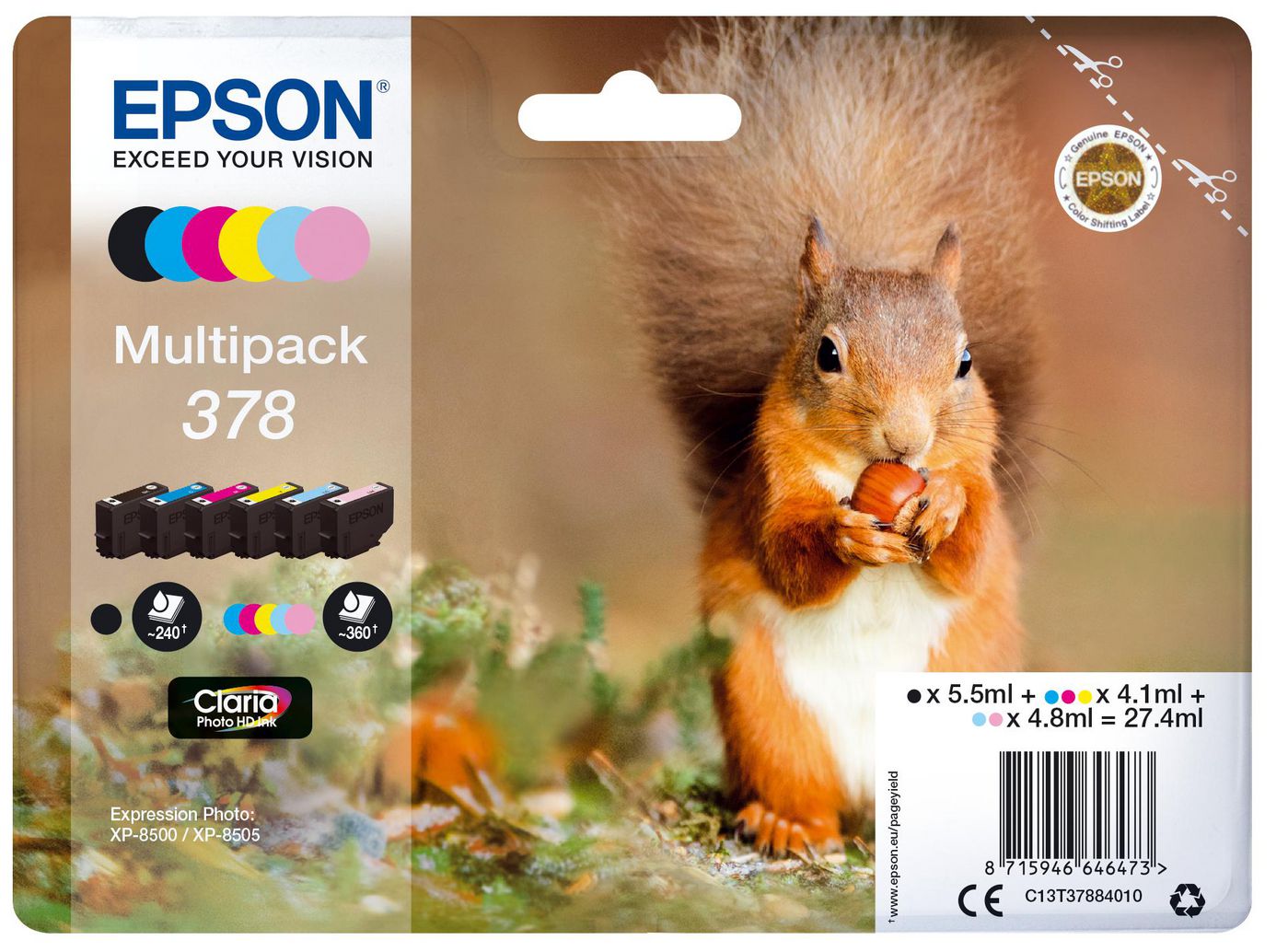 Epson 378 Tintenpatronen-Multipack, 6er-Set (Original) – für Expression Photo XP-8500/XP-15000