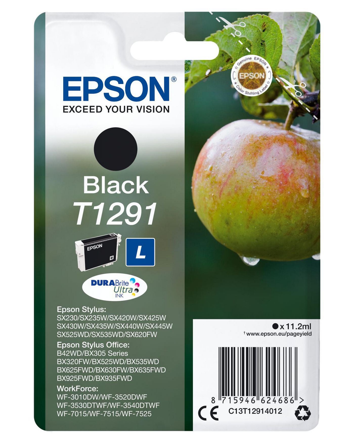 Epson Tintenpatrone T1291 (C13T12914022), Schwarz, Original – für WF-3520DWF, WF-7525, WF-7515 und andere