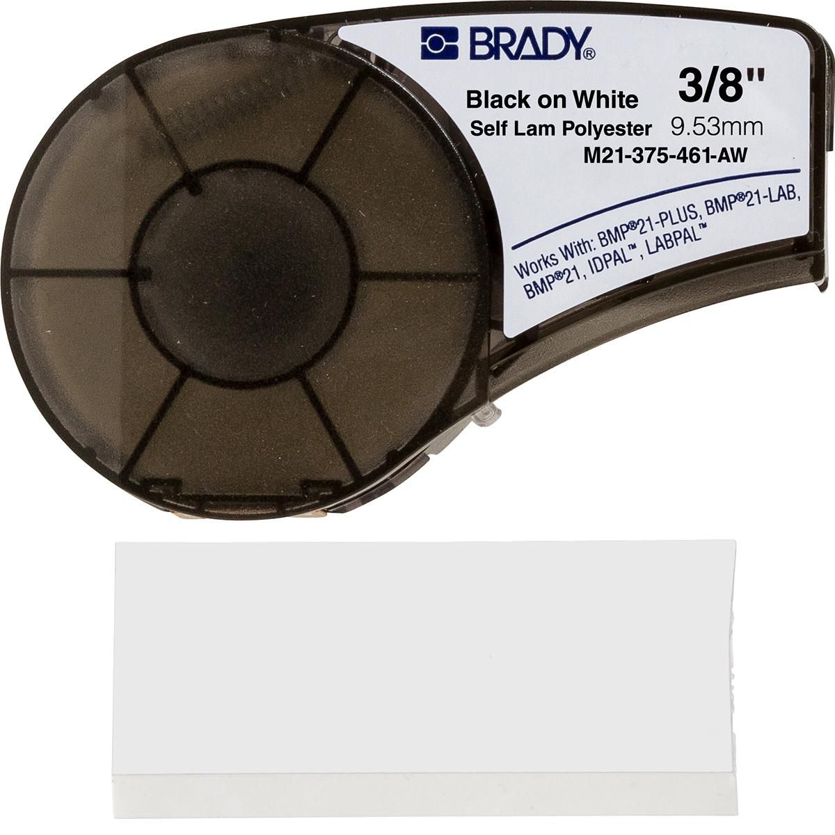 Brady Schriftband – schwarz auf weiss – Polyester, matt – für Brady BMP21