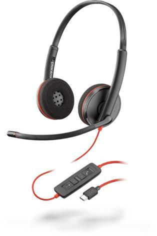 Poly Blackwire C3220 – Duo On-Ear Headset – USB-C, ANC, DSP – Schwarz – für Windows/Mac