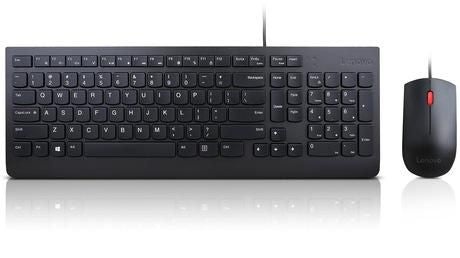 Lenovo Tastatur-Maus-Set – Membran, kabelgebunden (USB), AZERTY (FR) – Schwarz