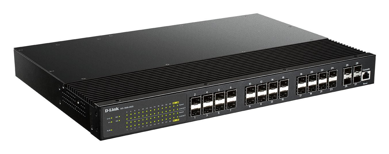 D-Link DIS-700G-28XS – Managed Switch – 24×1G SFP, 4×10G SFP+, L2+, 19" Rack, 1U