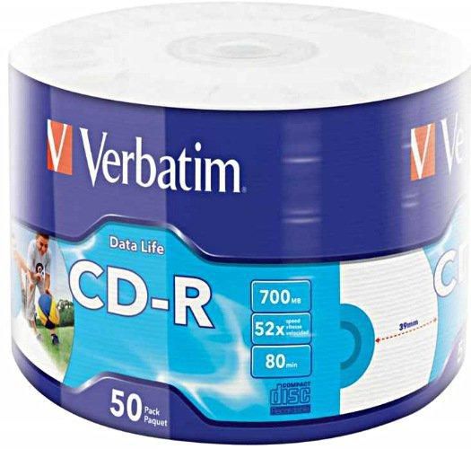 Verbatim CD-R 700 MB – 52×, bedruckbar, 50er Spindel