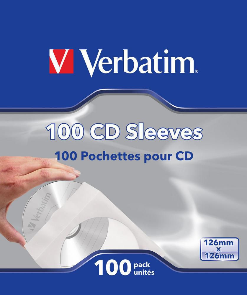 Verbatim CD-Tasche 100 Disks – Papier, Weiss, 100er Pack