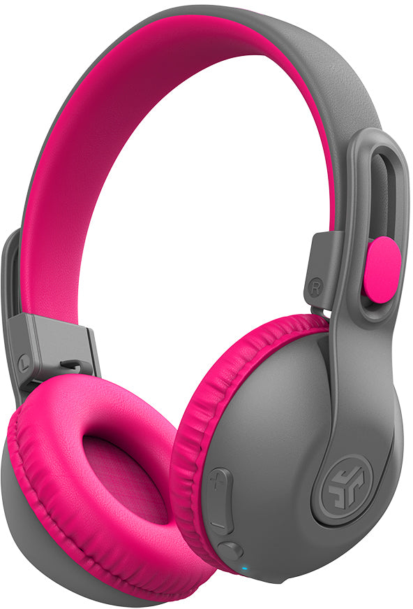 JLab JBuddies Studio2 Kinderkopfhörer – On-Ear, Kabel + BT, 85 dB Lautstärke-Limit, Grau/Pink