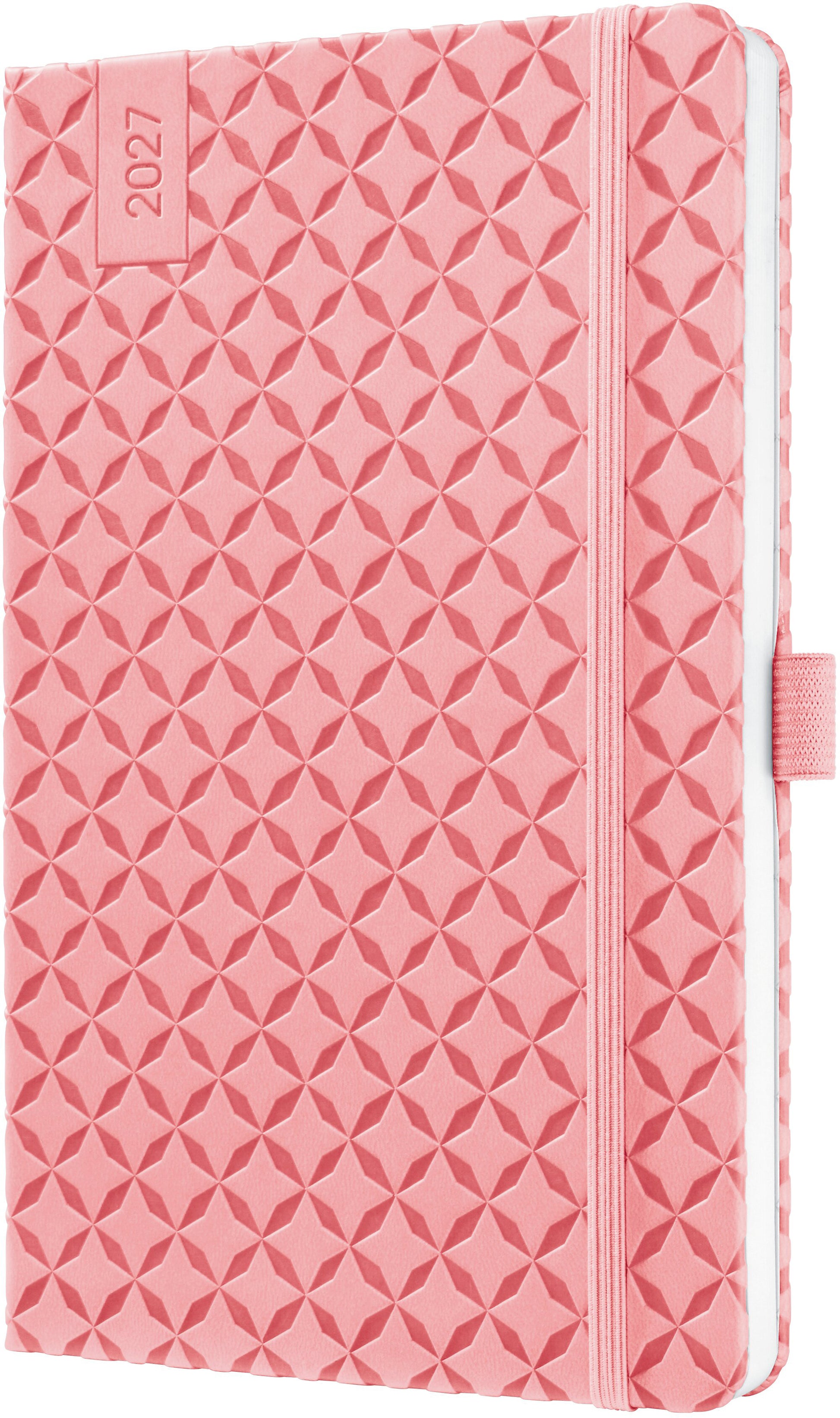 Jolie Flair – Wochenagenda 2027, 1 Woche/2 Seiten, A5, Hardcover, Rosa