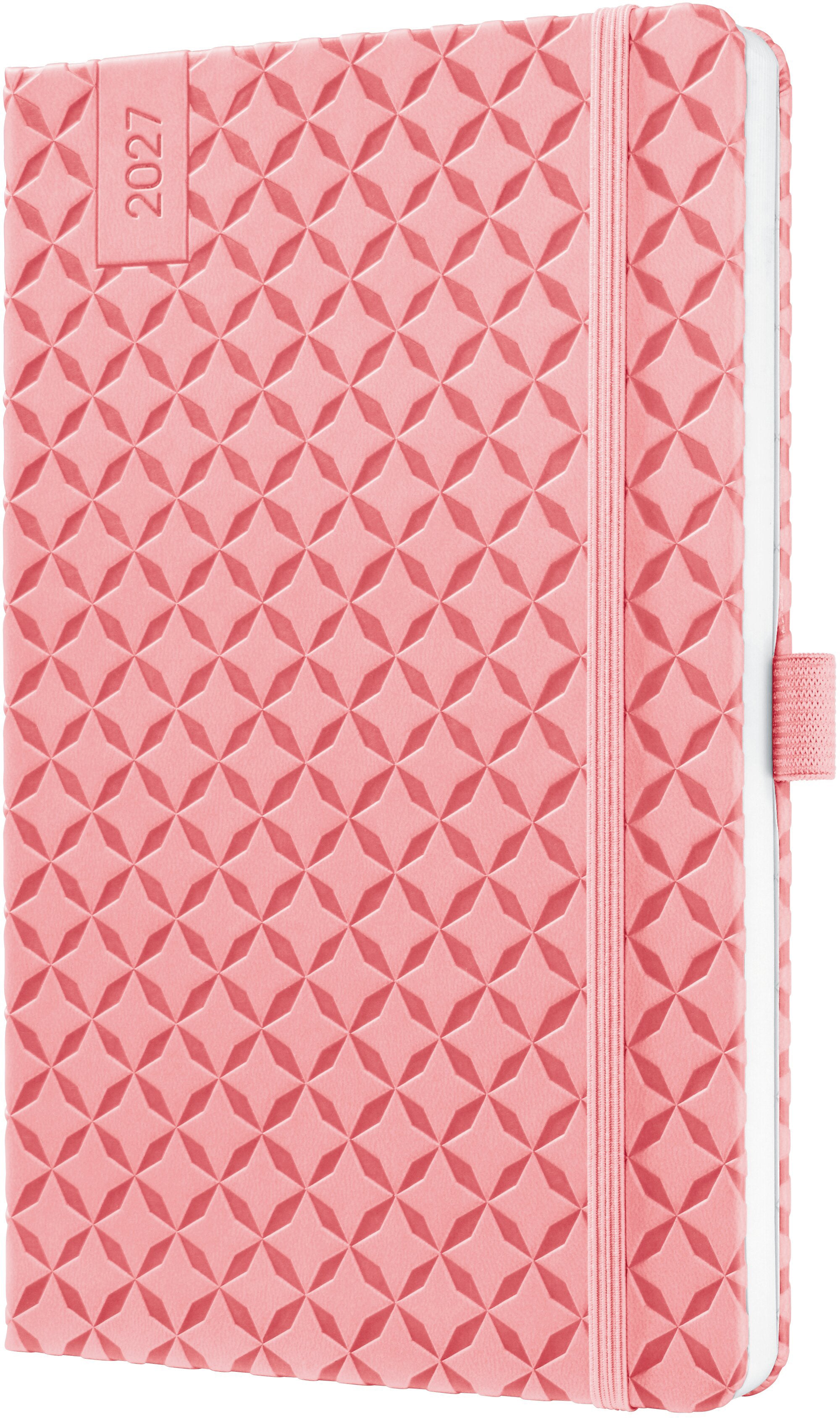 Jolie Flair – Wochenagenda 2027, 1 Woche/2 Seiten, A5, Hardcover, Rosa