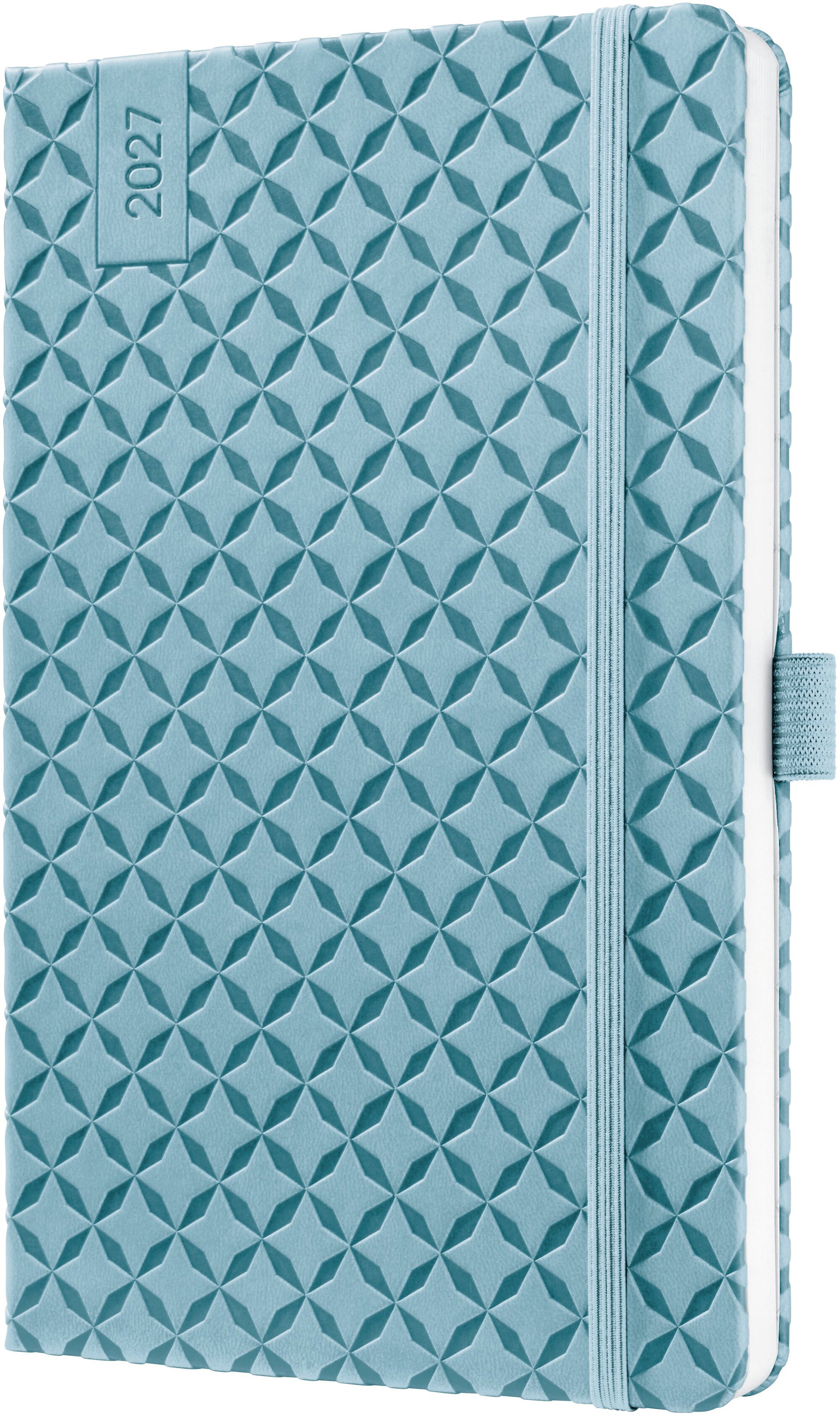Jolie Flair – Wochenagenda 2027, 1 Woche/2 Seiten, A5, Hardcover, Gummiband, Hellblau