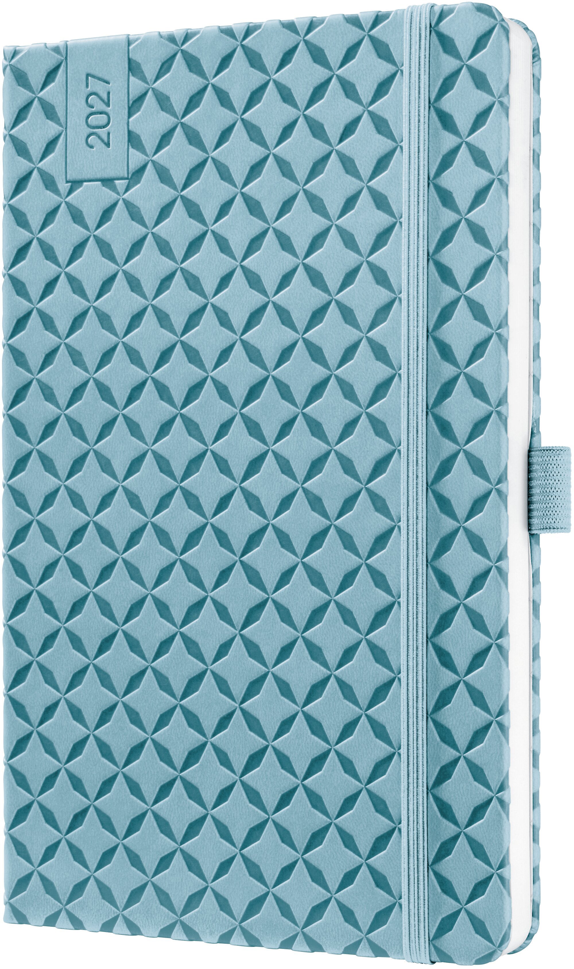 Jolie Flair – Wochenagenda 2027, 1 Woche/2 Seiten, A5, Hardcover, Gummiband, Hellblau