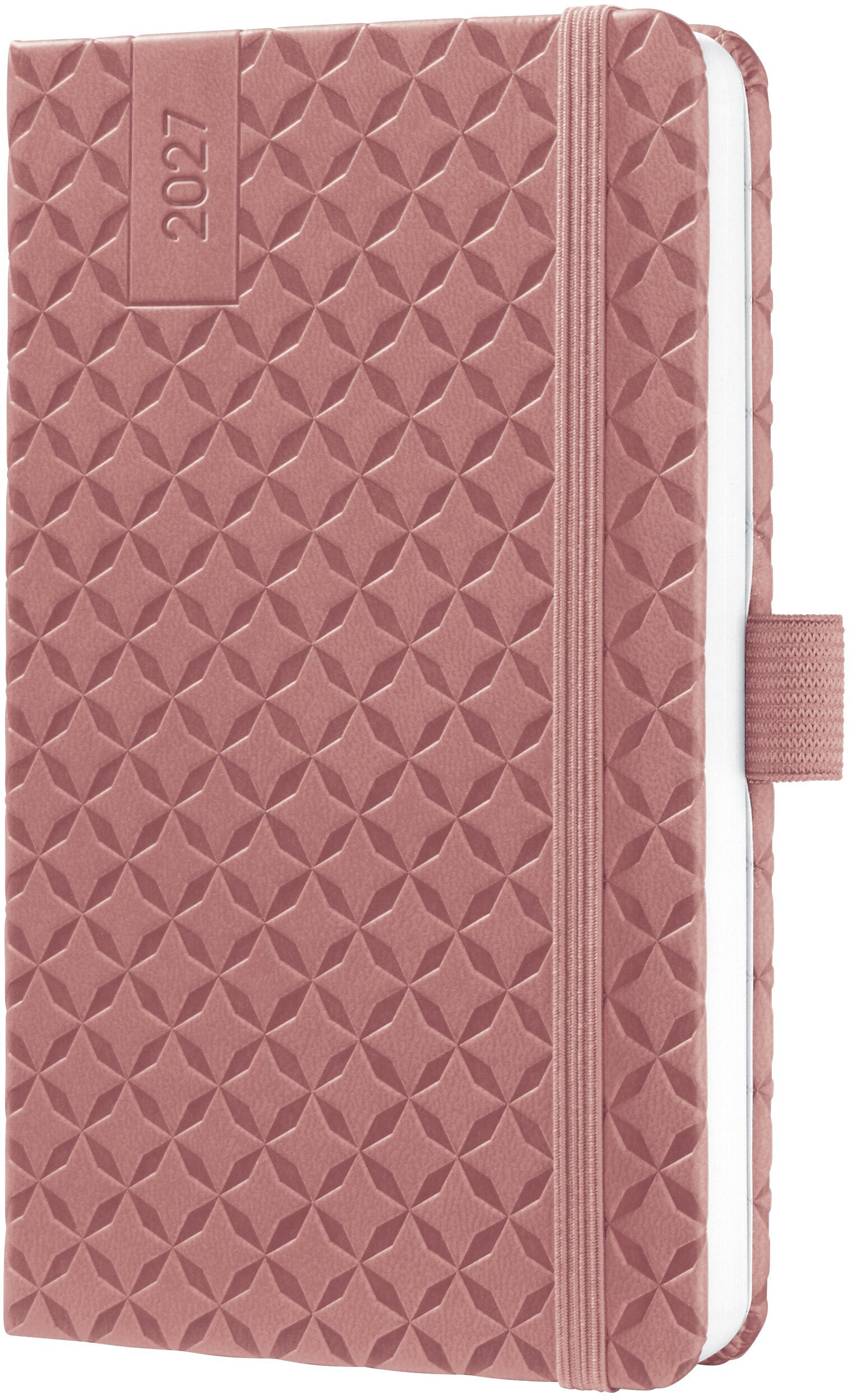 Jolie Flair – Wochenagenda 2027, 1 Woche/2 Seiten, A6, Hardcover, Gummiband, Staubiges Rot