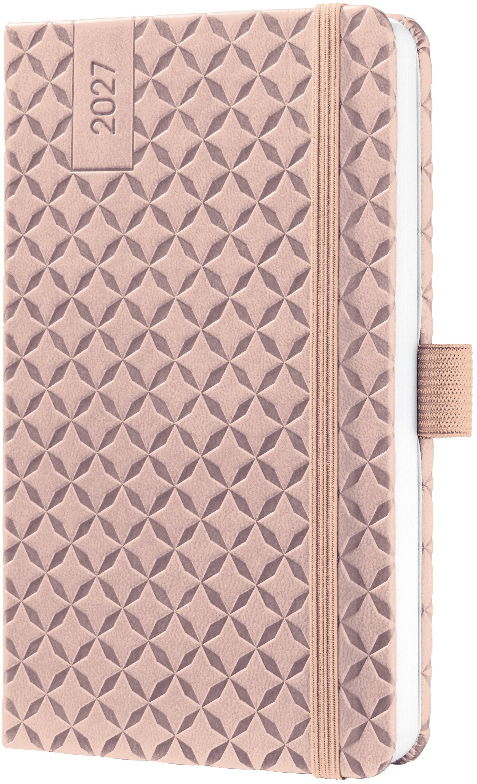 Jolie Flair – Wochenagenda 2027, 1 Woche/2 Seiten, 10 × 15,1 cm, Hardcover, Gummiband, Perlenrosa