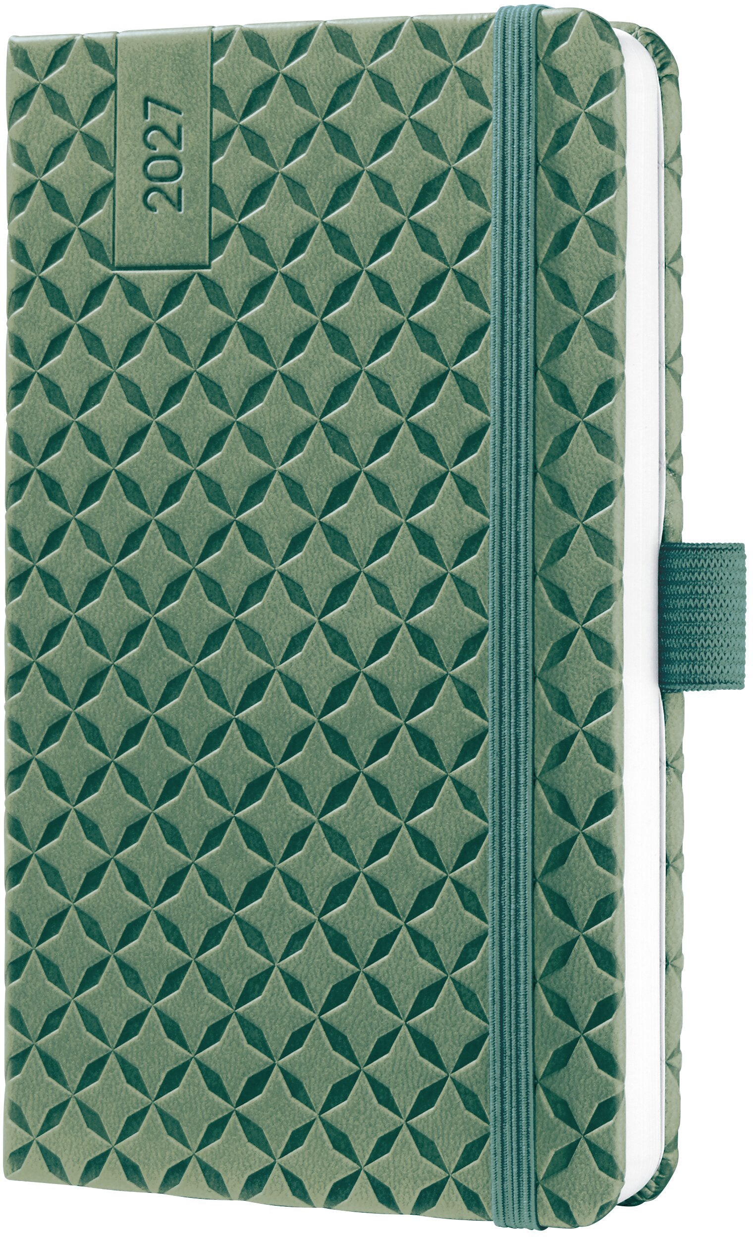 Jolie Flair – Wochenagenda 2027, 1 Woche/2 Seiten, A6, Hardcover, Natural Green