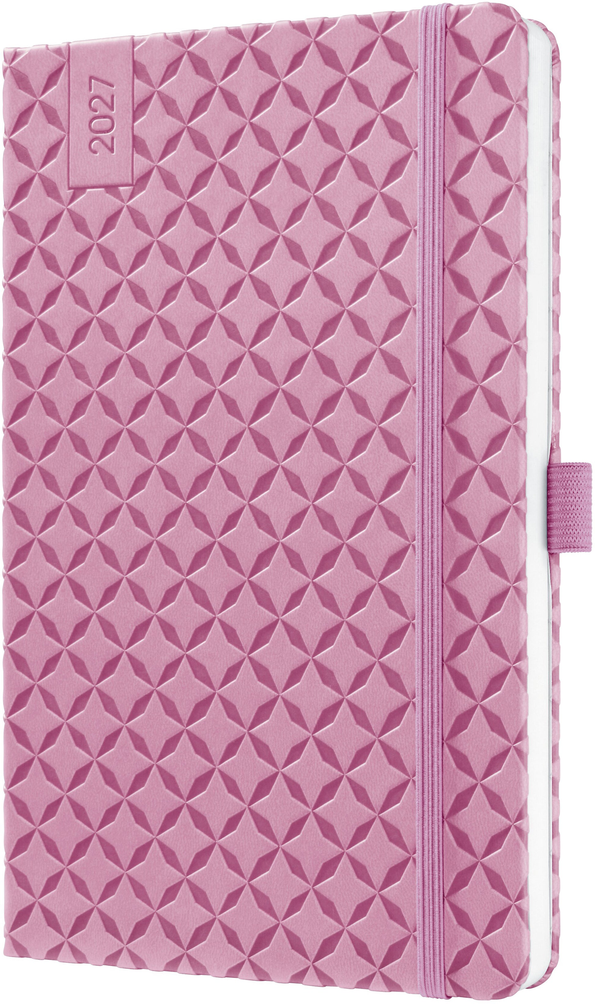 Jolie Flair – Wochenagenda 2027, 1 Woche/2 Seiten, A5, Hardcover, mehrsprachig DE/FR/GB/NL, Petal Pink