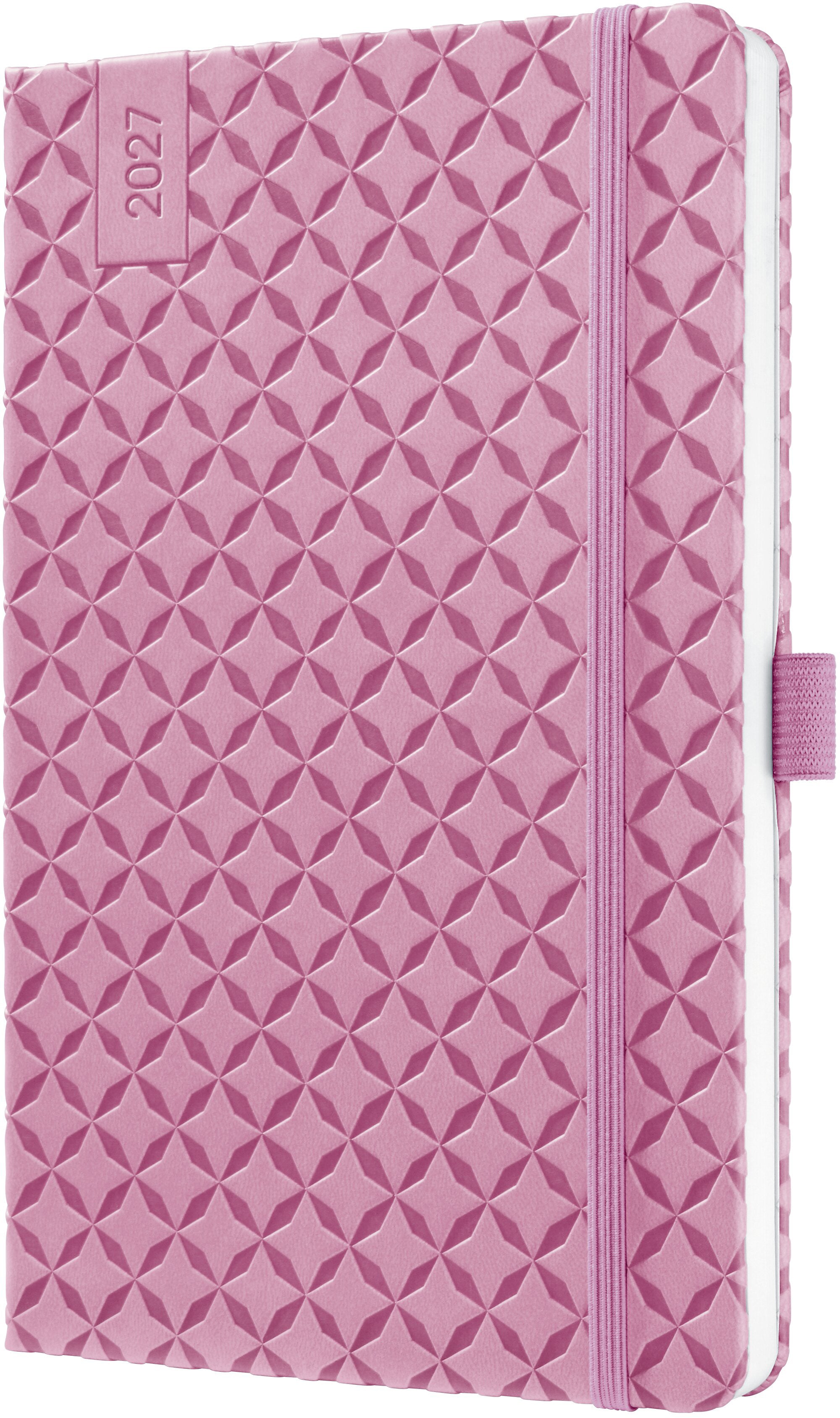 Jolie Flair – Wochenagenda 2027, 1 Woche/2 Seiten, A5, Hardcover, mehrsprachig DE/FR/GB/NL, Petal Pink