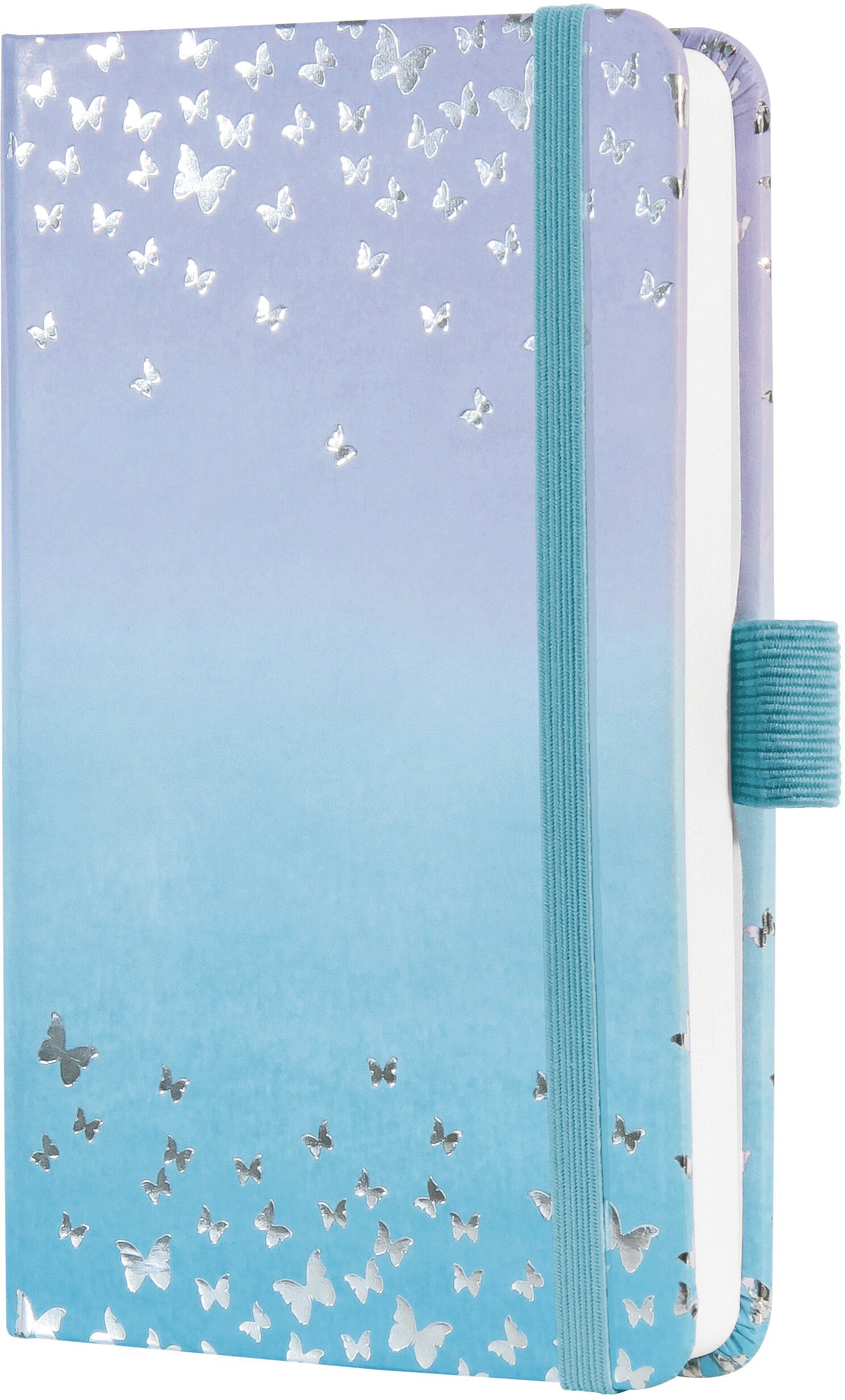 Jolie Beauty 7J346 – Wochenagenda 2027, 1 Woche/2 Seiten, A6, Hardcover, Gummiband, Butterfly Sky