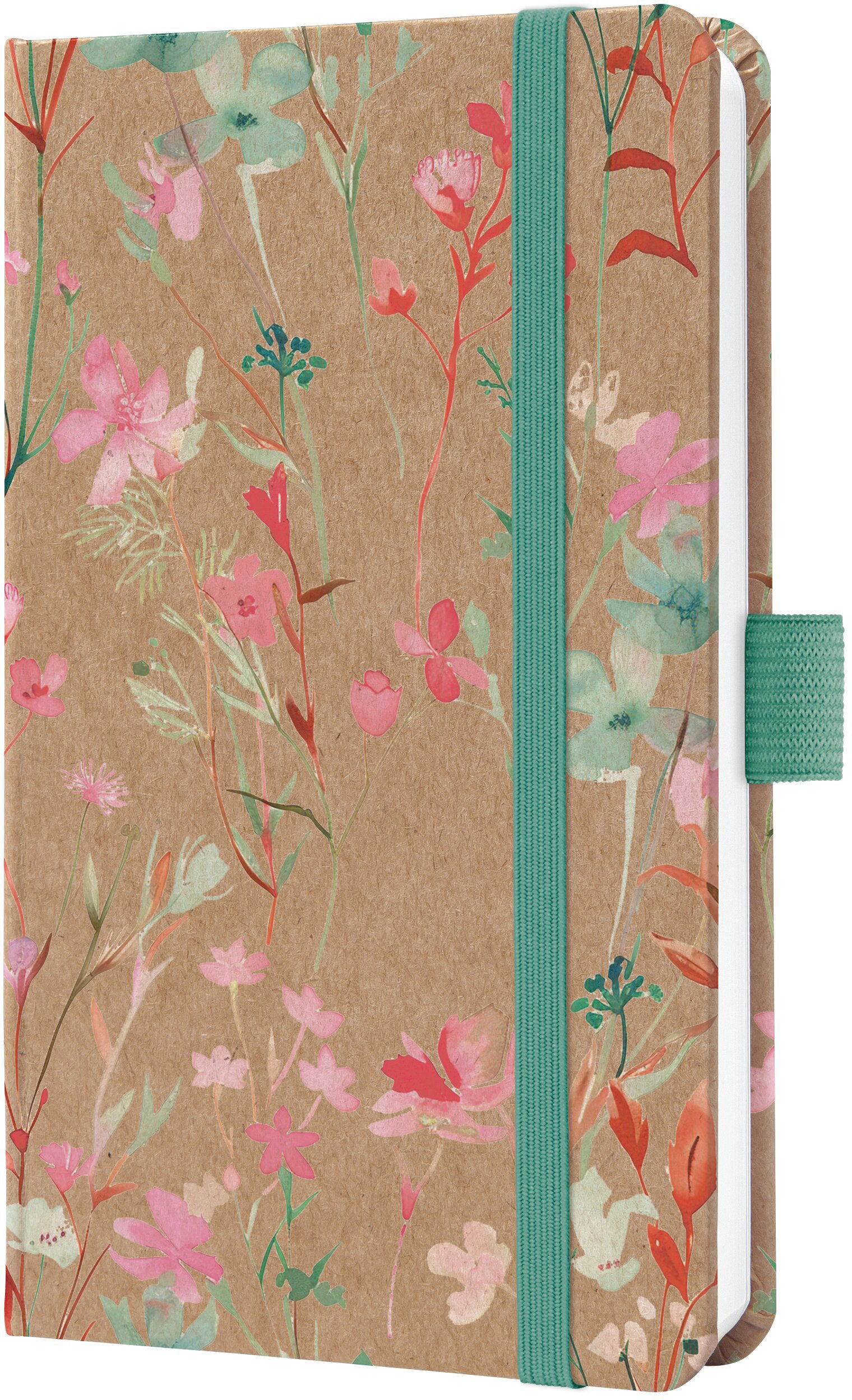 Jolie Pure – Wochenagenda 2027, 1 Woche/2 Seiten, A6, Hardcover, Grün Floral