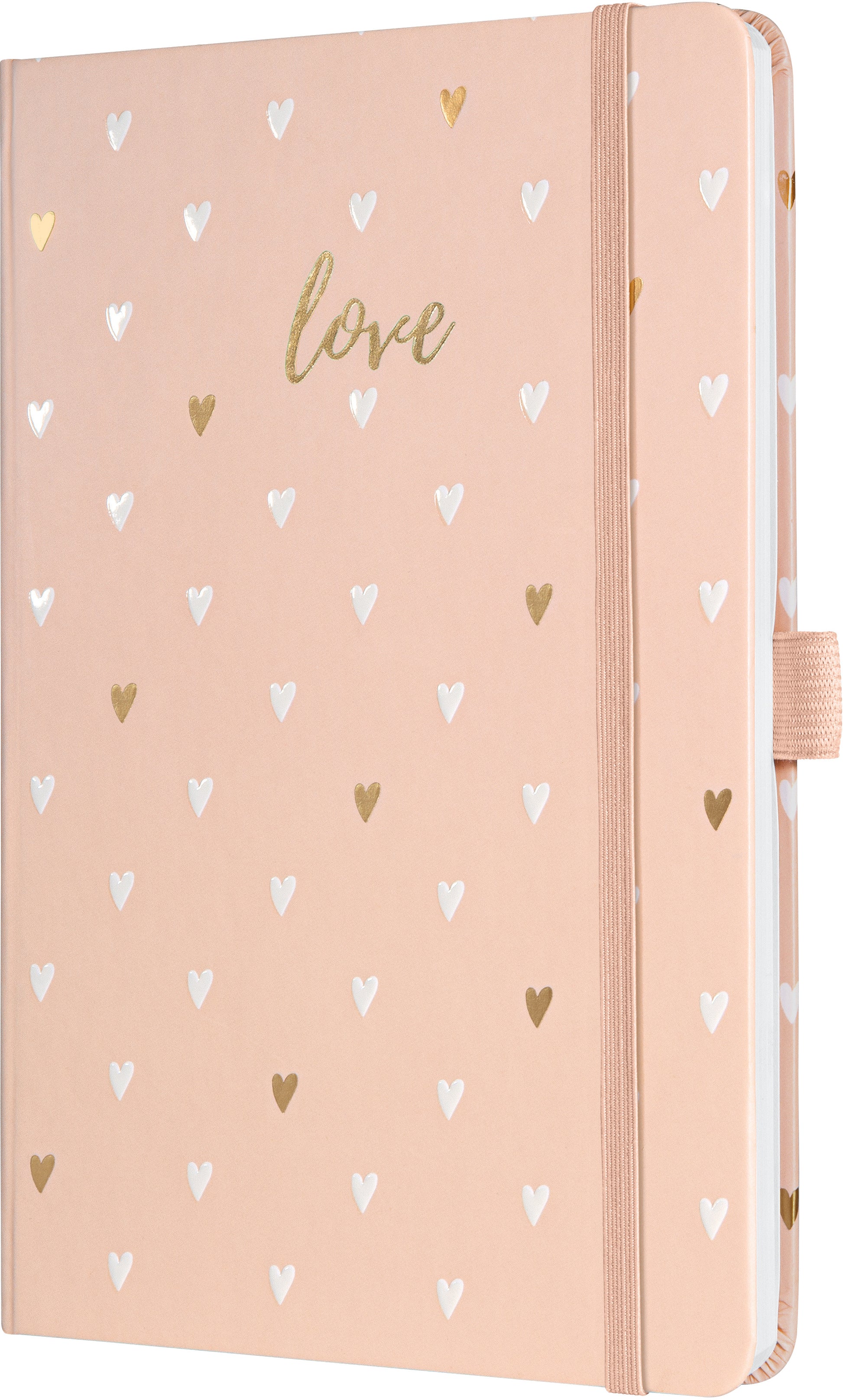 Jolie Rose Love Notizbuch – A5 – liniert – 174 Seiten – Hardcover, Gummiband, Stiftschlaufe, Rose, FSC