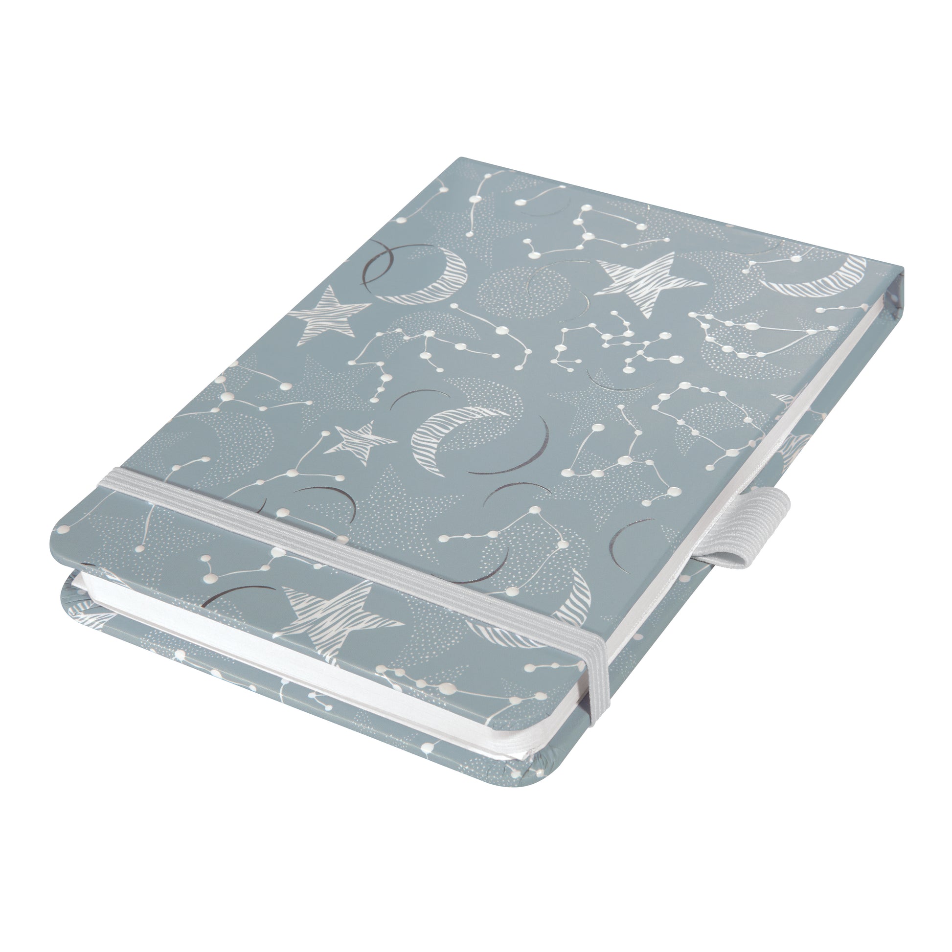Jolie Notizbuch – 115 × 158 mm – Hardcover, mikroperforiert, Gummiband, Stiftschlaufe – Cosmic Fantasy Grey