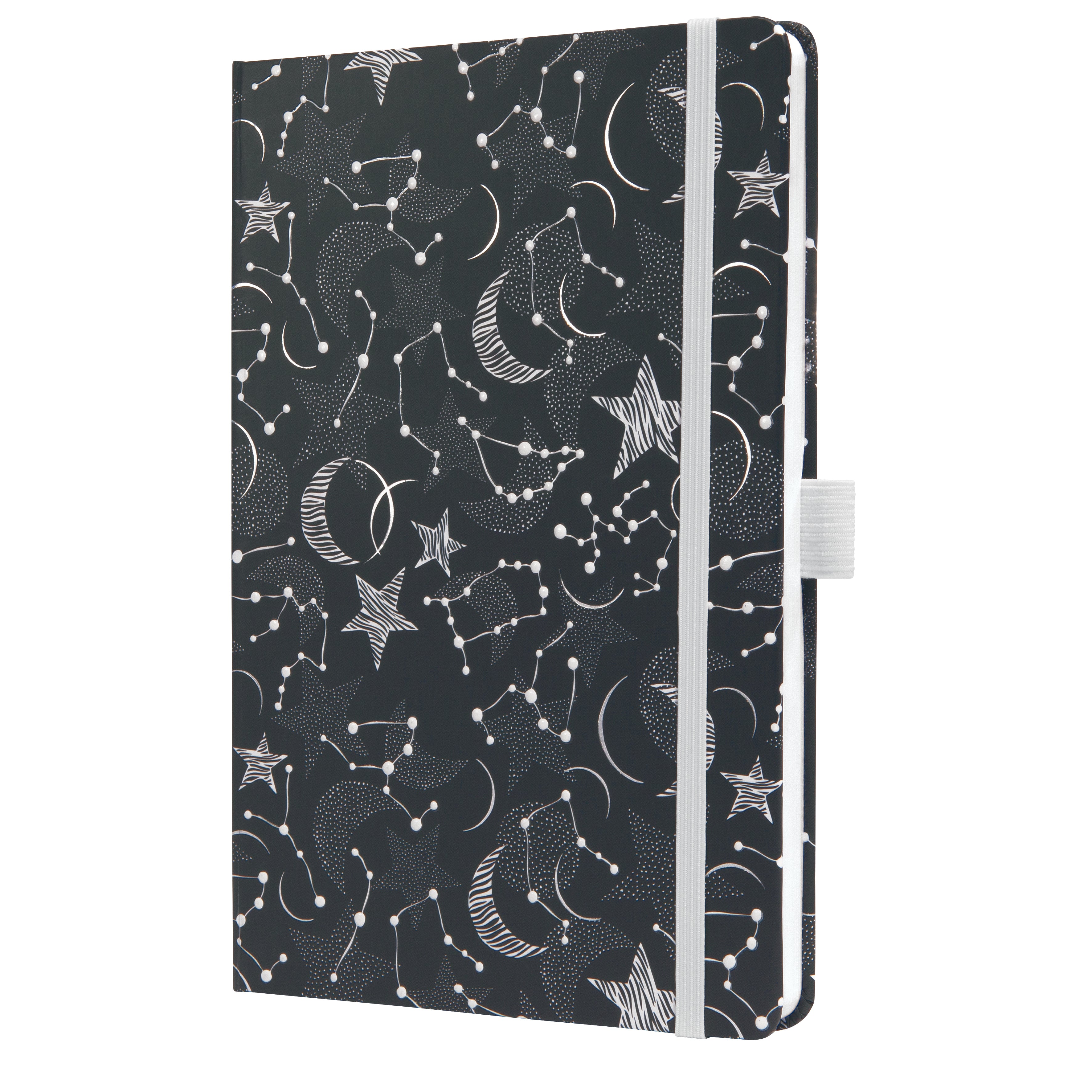 Jolie Notizbuch – A5 – liniert – 174 Seiten – Hardcover, perforiert, Gummiband, Stiftschlaufe, schwarz