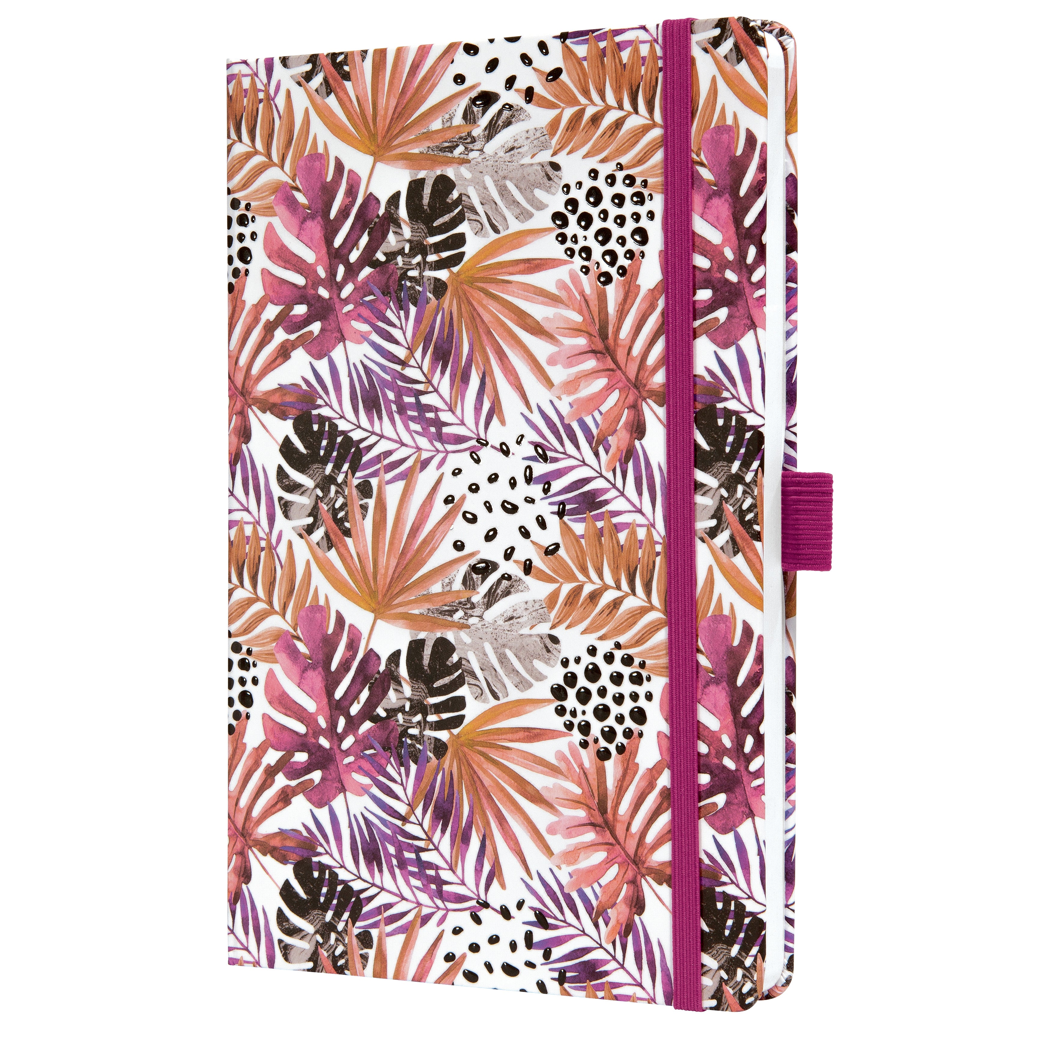Jolie Notizbuch – A5 – liniert – 174 Seiten – Hardcover, perforiert, Gummiband, Stiftschlaufe – Apricot Jungle