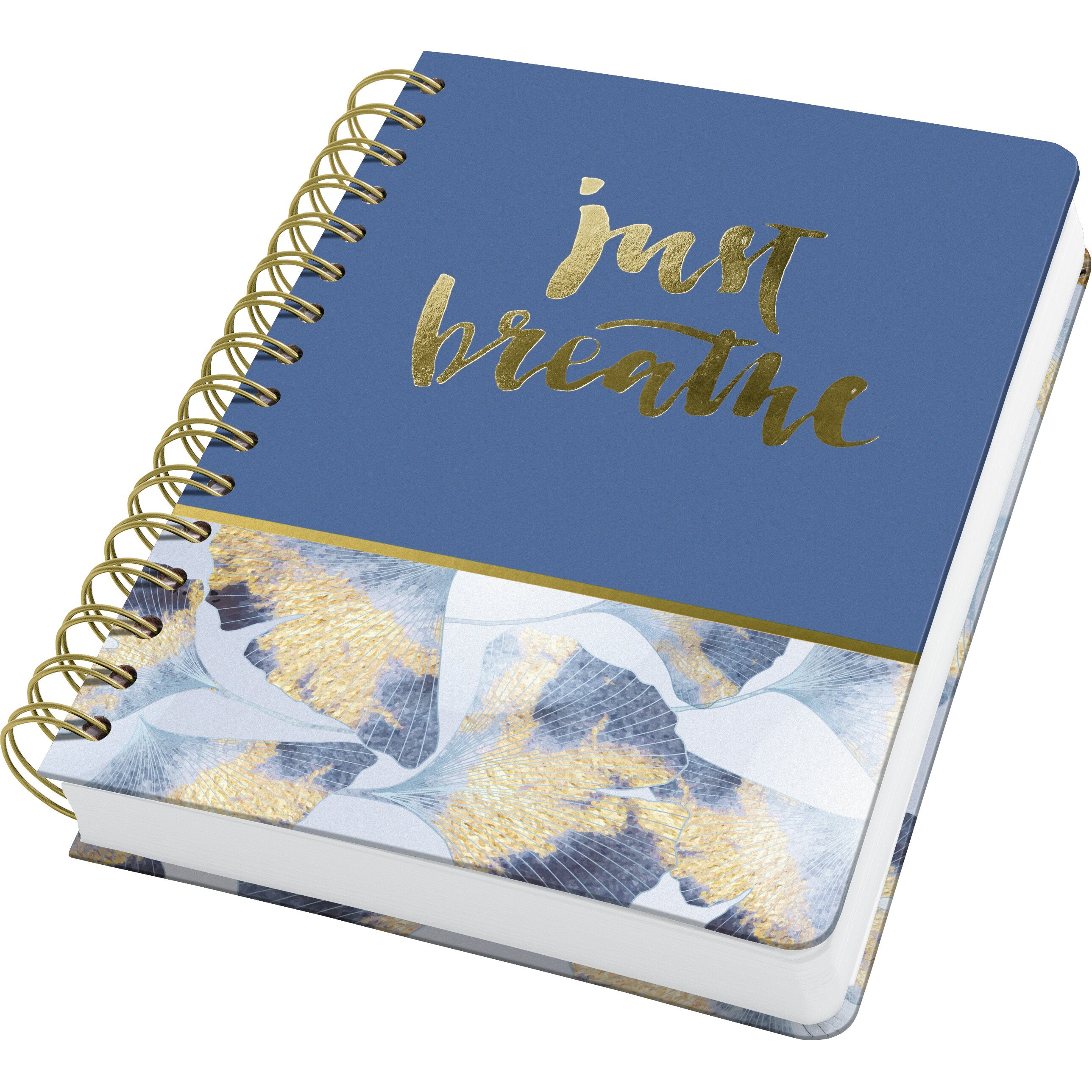 Jolie Spiralbuch – 110 × 150 mm – 120 g/m² – Hardcover, perforiert, Metallic-Ringbindung, gold/blau