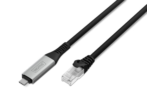 Digitus USB-C auf Ethernet (RJ-45) Adapter, USB 3.2 Gen 1, 1 Gbit/s Ethernet, 10 m, Cat6A, S/FTP, LSZH