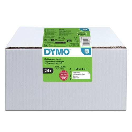 DYMO Etiketten (Rolle) 51 × 19 mm – weiss – permanent haftend – 24 Rollen – für DYMO LabelWriter