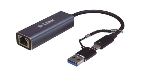 D-Link DUB-2315 Netzwerkadapter USB-C/USB-A zu RJ-45 – 2,5 Gbit/s, 1× RJ-45, für PC/Laptop – Schwarz