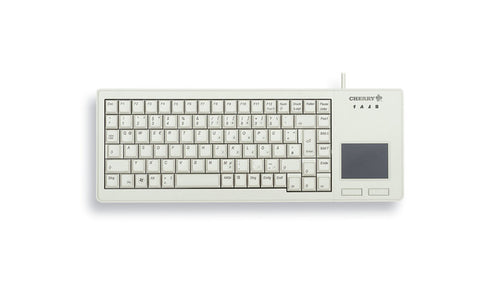 CHERRY XS Touchpad – Tastatur, kabelgebunden (USB), US-Layout (EN), mit Touchpad, Grau – für Windows